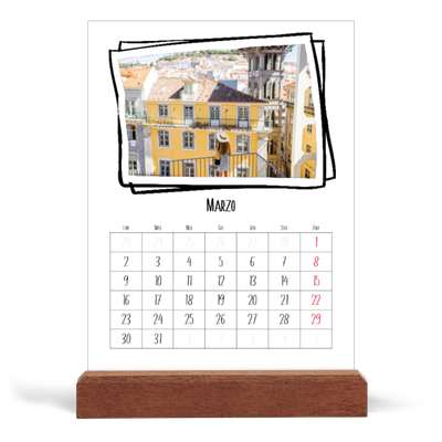 Calendario con supporto in legno verticale  — Istantanee da album [Marzo]