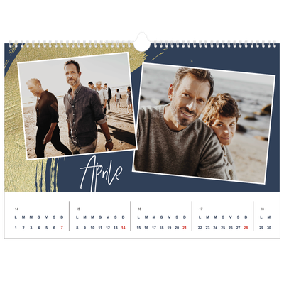 Calendario A3 orizzontale  — Sfondi spazzolati d'oro [Aprile]