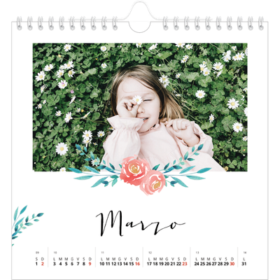 Calendari quadrati — Illustrazioni floreali [Marzo]