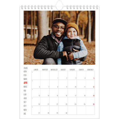 Calendario personalizzato A4 — Evidenziazioni rosse [Aprile]