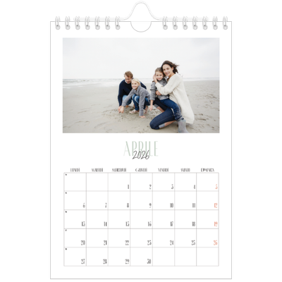 Calendario fotografico A5 — Tipografia mista [Aprile]
