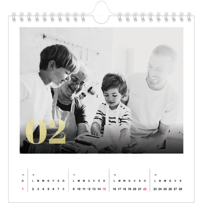 Calendari quadrati — Grandi numeri luccicanti [Febbraio]