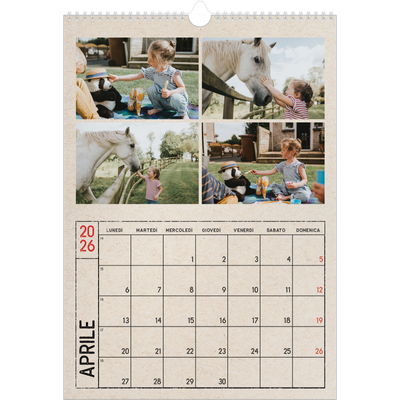 Calendario A3 verticale — Effetto timbro artigianale [Aprile]