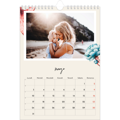 Calendario personalizzato A4 — Fiori dipinti [Marzo]