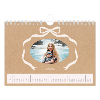 Calendario fotografico A5 — Kraft e fiocco [Marzo]
