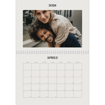 Calendario A4 Doppio — Avorio semplice [Aprile]