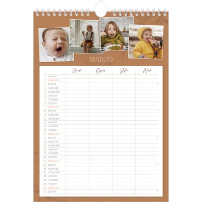 Calendario famiglia A4 verticale — Calendario terra a terra - Famiglia di 4 [Marzo]