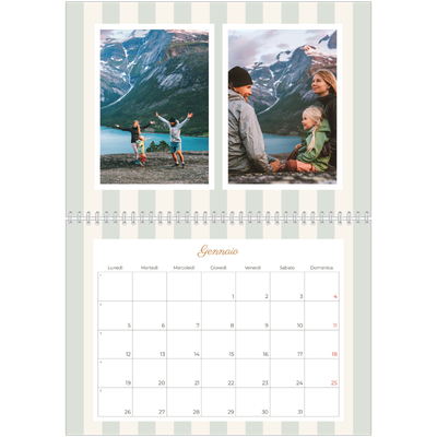 Calendario A4 Doppio — Scrittura e strisce [Gennaio]