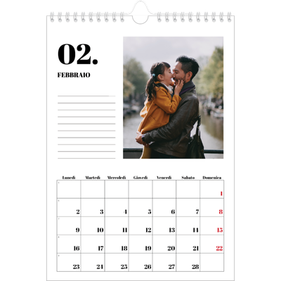 Calendario personalizzato A4 — Serif e momenti [Febbraio]