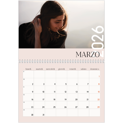 Calendario A4 Doppio — Testo sovrapposto [Marzo]