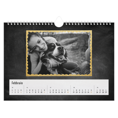 Calendario fotografico A4 — Cornici dorate [Febbraio]