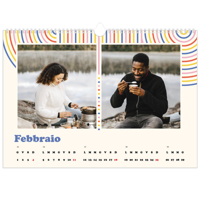Calendario A3 orizzontale  — Strisce retro [Febbraio]