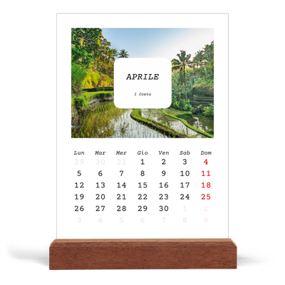 Calendario con supporto in legno verticale  — Tutta la storia [Aprile]