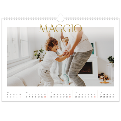 Calendario A3 orizzontale  — Testo in grande d'oro [copertina]