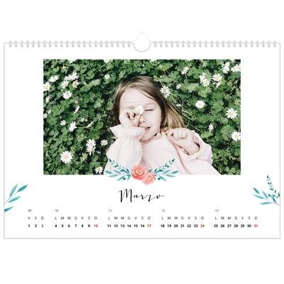 Calendario A3 orizzontale  — Illustrazioni floreali [Marzo]