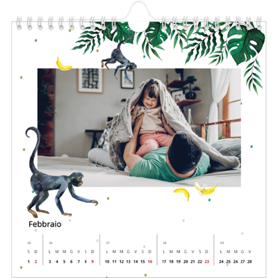 Calendari quadrati — Animali ad acquerello [Febbraio]