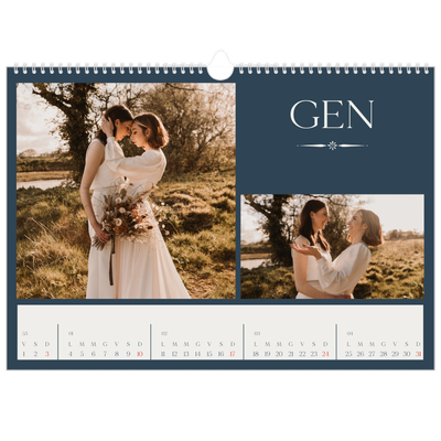 Calendario A3 orizzontale  — Ardesia e grazie [Gennaio]