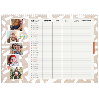 Calendario Fotografico A3 Orizzontale — Calendario rustico - Famiglia di 5