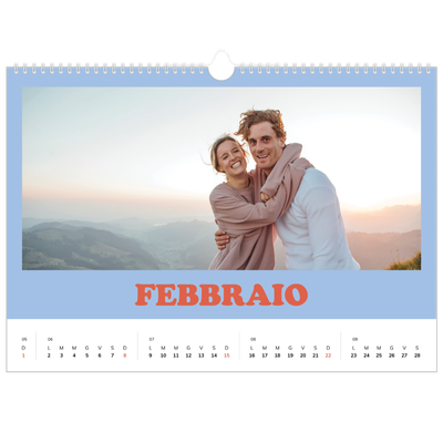 Calendario A3 orizzontale  — Cornici retrò [Febbraio]