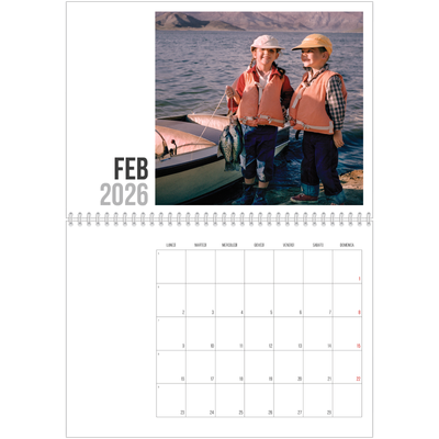 Calendario A4 Doppio — Testo abbreviato [Febbraio]
