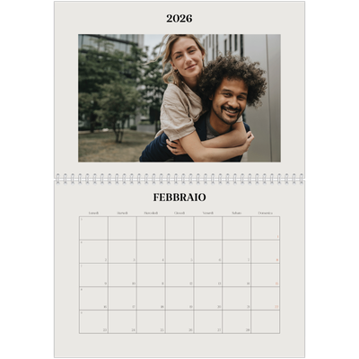 Calendario A4 Doppio — Avorio semplice [Febbraio]