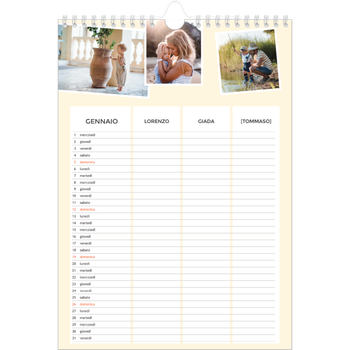 Calendario personalizzato A4 — Calendario moderno - Famiglia di 3