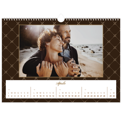 Calendario A3 orizzontale  — Monocromatico vintage [Aprile]