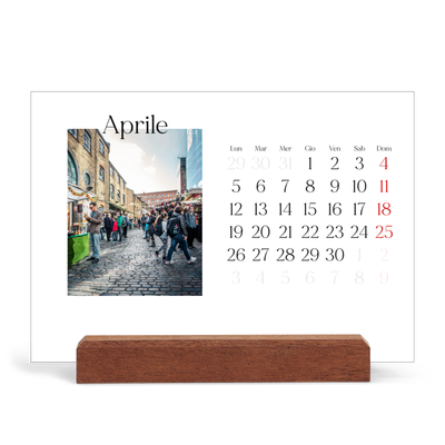 Calendario con supporto in legno orizzontale  — Il mio diario di viaggio [Aprile]