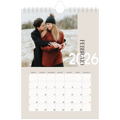 Calendario fotografico A5 — Testo sovrapposto [Febbraio]