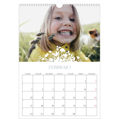 Calendario A3 verticale — Motivo floreale [Febbraio]