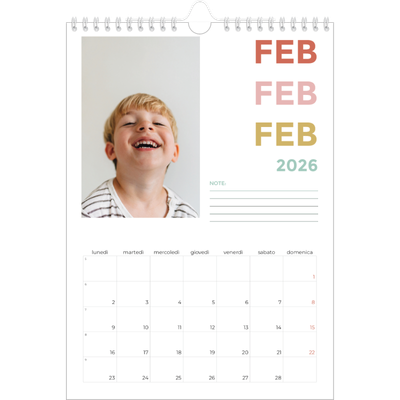 Calendario personalizzato A4 — Tipo colorato [Febbraio]