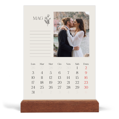 Calendario con supporto in legno verticale  — Iniziali in fiore [copertina]