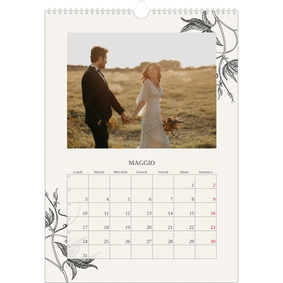 Calendario A3 verticale — Inchiostro e edera [Maggio]