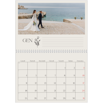 Calendario A4 Doppio — Iniziali in fiore [Gennaio]