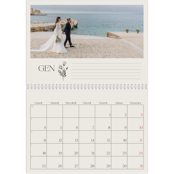 Calendario A4 Doppio — Iniziali in fiore