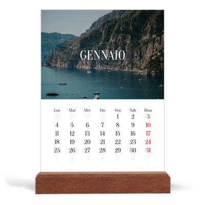 Calendario con supporto in legno verticale  — Fuga infinita [Gennaio]