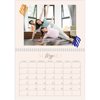 Calendario A4 Doppio — Corallo [Maggio]