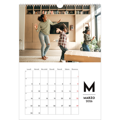 Calendario A3 verticale — Riflettore lettera [Marzo]