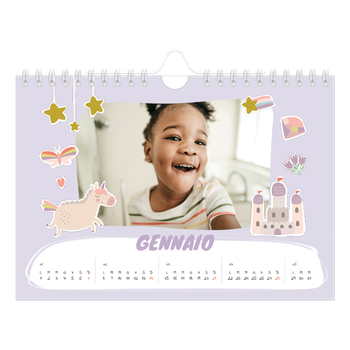 Calendario Fotografico A5 Orizzontale — Unicorno arcobaleno