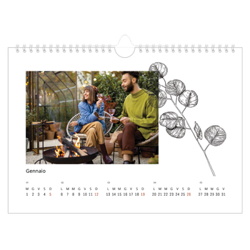 Calendario Fotografico A4 Orizzontale — Disegni di fiori