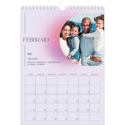Calendario personalizzato A4 — Sfumature astrologiche [Febbraio]
