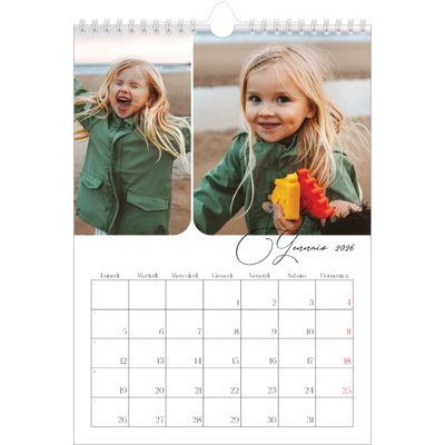 Calendario personalizzato A4 — Istantanee e scrittura [Gennaio]