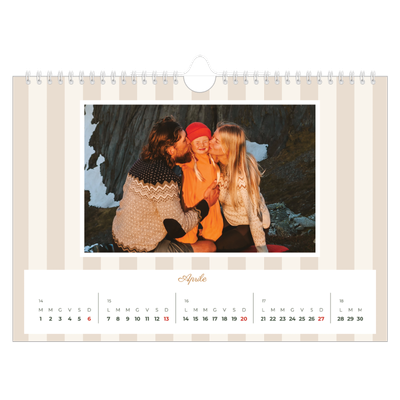 Calendario fotografico A4 — Scrittura e strisce [Aprile]