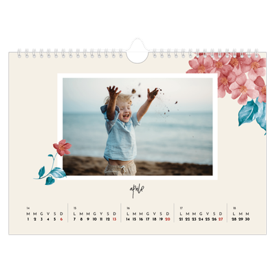 Calendario fotografico A4 — Fiori dipinti [Aprile]
