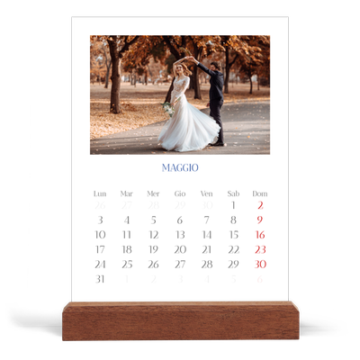Calendario con supporto in legno verticale  — Classico cobalto [copertina]