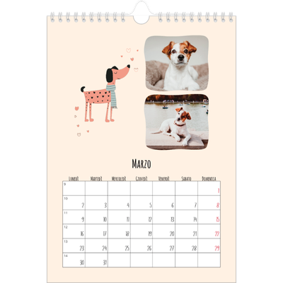 Calendario personalizzato A4 — Zampette di cane e scarabocchi [Marzo]