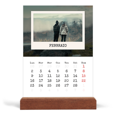 Calendario con supporto in legno verticale  — La selezione ritratti [Febbraio]