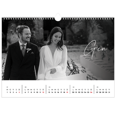 Calendario A3 orizzontale  — Scrittura elegante [Gennaio]