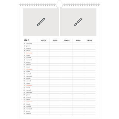 Calendario famiglia A3 verticale — Disegna il tuo prodotto - Famiglia di 5 [copertina]