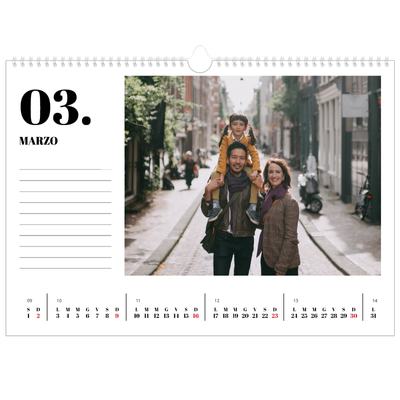 Calendario A3 orizzontale  — Serif e momenti [Marzo]
